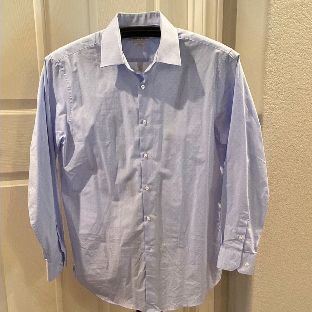 Perry Ellis Blue Dress Shirt Classic Formal Style